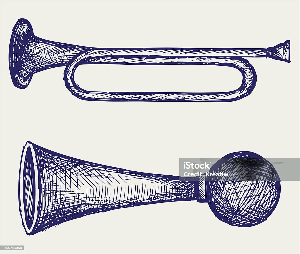 Military trompeta y bicicletas megáfono - arte vectorial de Abstracto libre de derechos