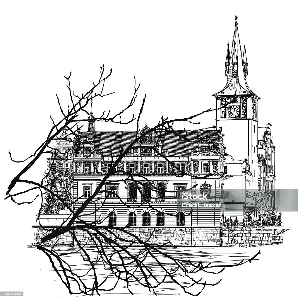 Церковь St Francis в Праге, чешский Республика - Векторная графика Архитектура роялти-фри