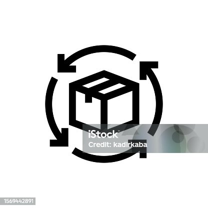 istock Return Cargo Line icon, Design, Pixel perfect, Editable stroke. Logo, Sign, Symbol. Delivery Elements, Cargo, Courier. 1569442891
