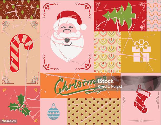 빈티지 크리스마스 카드를 레드 색상 박하에 대한 스톡 벡터 아트 및 기타 이미지 - 박하, 크리스마스, 크리스마스 장식품
