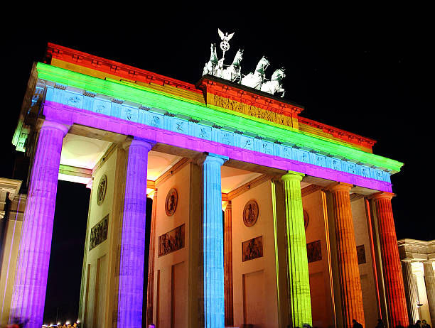 istock Berlin, colorful illuminated Brandenburg Gate 156946500