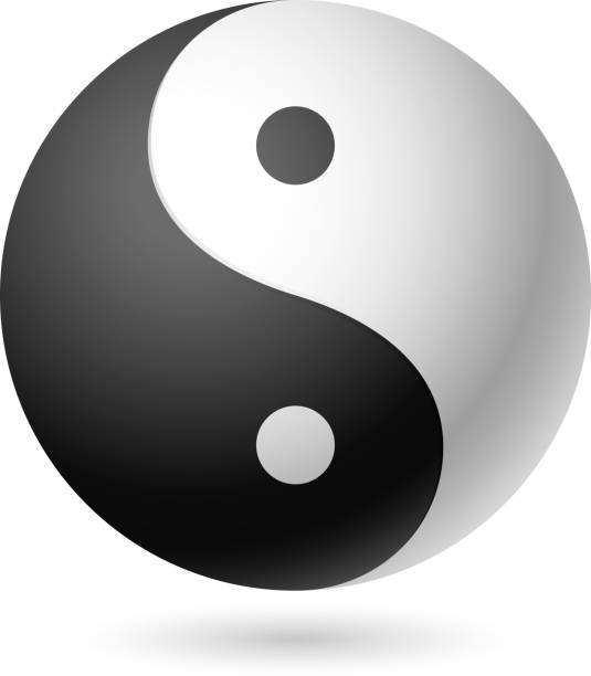 istock Black and white Yin Yang symbol isolated in white 156946503