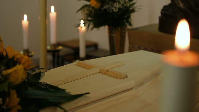 Coffin in the church