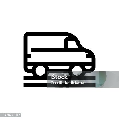 istock Ship By Van Line icon, Design, Pixel perfect, Editable stroke. Logo, Sign, Symbol. Delivery Elements, Courier, Cargo, Container, Express Delivery, Shipping, Transportation. 1569488002