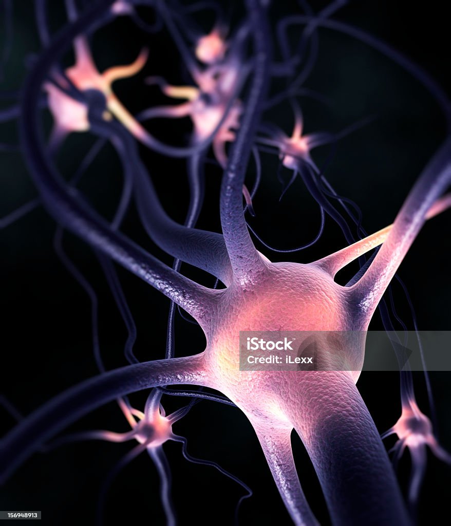 Neuron Excited nervous system. Nerve Cell Stock Photo