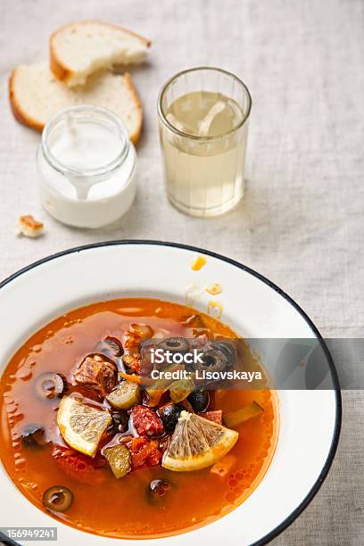 Soup With Meat Stock Photo - Download Image Now - Beef, Black Olive, Bowl