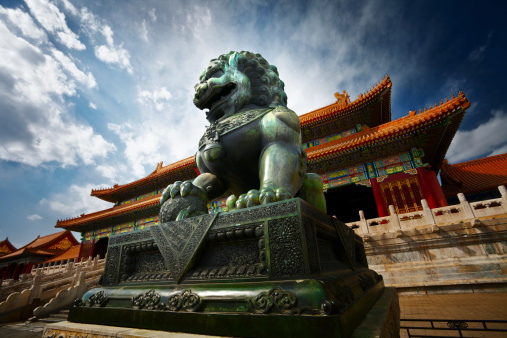 Bronze lion in forbiden city,china,beijing.