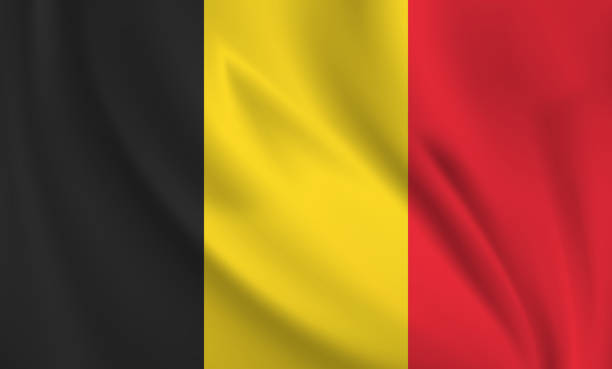 istock Waving flag of Belgium blowing in the wind. Full page flying flag 1569501093