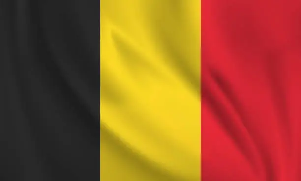 Vector illustration of Waving flag of Belgium blowing in the wind. Full page flying flag