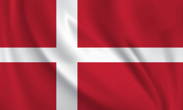 istock Waving flag of Denmark blowing in the wind. Full page flying flag 1569501617