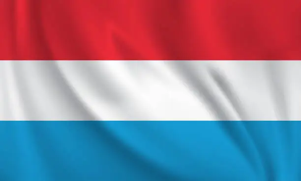 Vector illustration of Waving flag of Luxembourg blowing in the wind. Full page flying flag