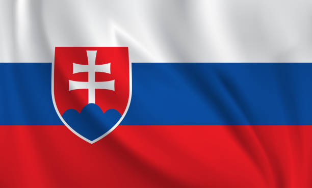 Waving flag of Slovakia blowing in the wind. Full page flying flag Waving flag of Slovakia blowing in the wind. Full page flying flag. Vector realistic illustration EPS10 bratislava vector stock illustrations