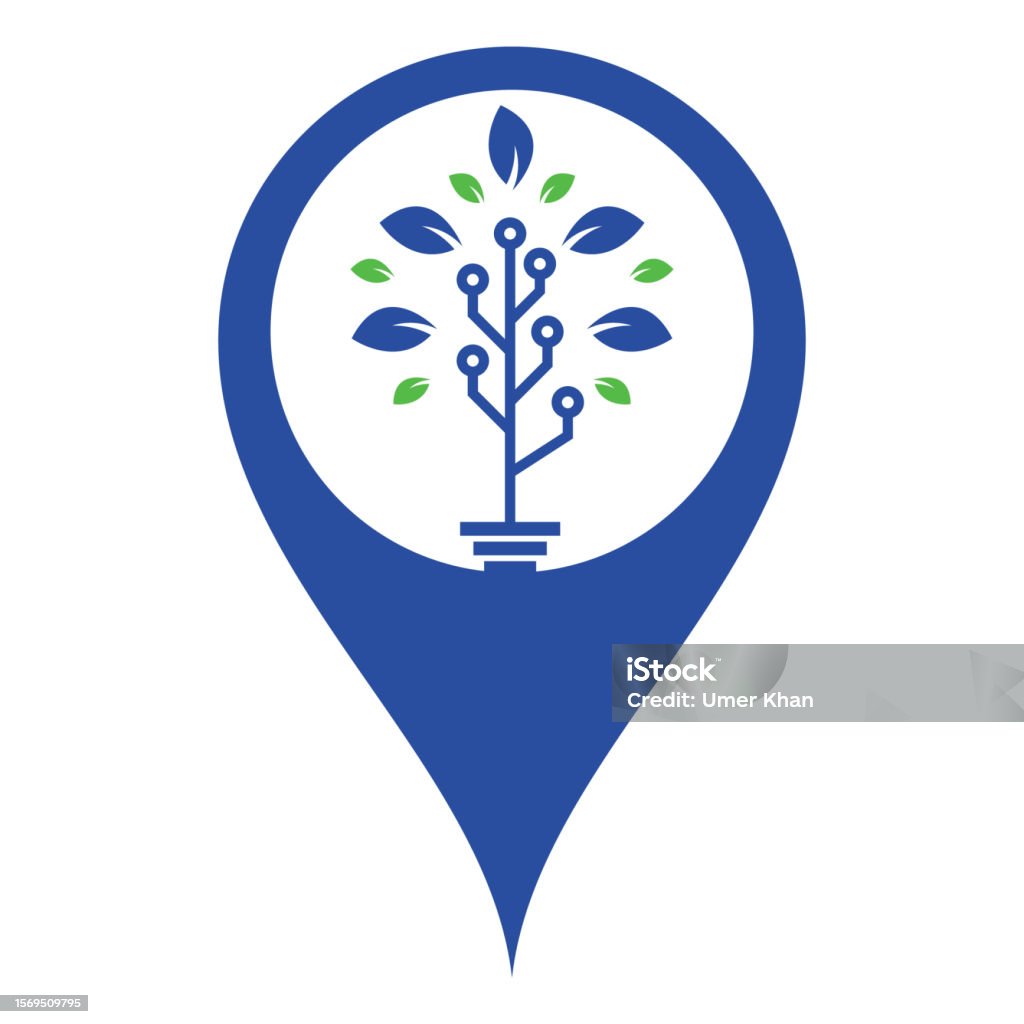 Tree Map Pin Tech Tree Map Pin Shape Concept Logo Template Design Stock Illustration ...
