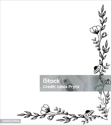 istock Frames made of wild flowers, hand drawing. For your decor 1569523946