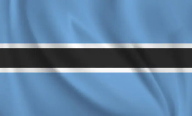 Vector illustration of Waving flag of Botswana blowing in the wind. Full page flying flag