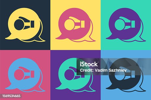 istock Pop art Boxing glove icon isolated on color background. Vector 1569534665