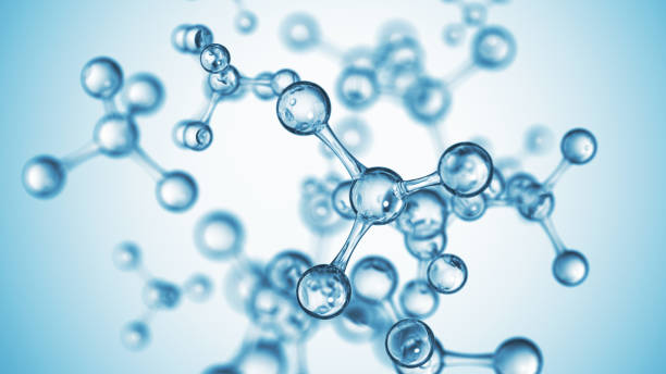 molekulare struktur - hellblaues konzept - chemistry molecular structure dna cell stock-fotos und bilder
