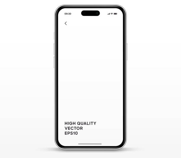 3d-s valósághű, kiváló minőségű okostelefon-makett elszigetelt háttérrel. okostelefon-makettgyűjtemény. eszköz elölnézete. 3d mobiltelefon árnyékkal fehér alapon. - makett témájú stock illusztrációk