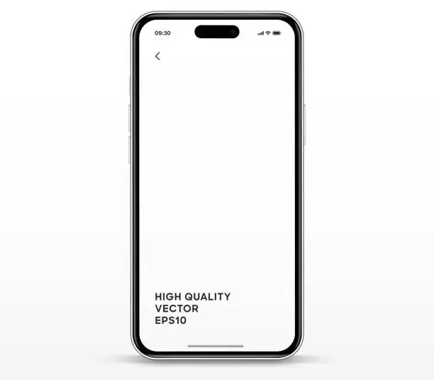 Vector illustration of 3D realistic high quality smartphone mockup with isolated background. Smart phone mockup collection. Device front view. 3D mobile phone with shadow on white background.