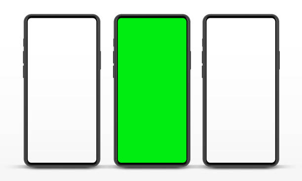 istock 3D realistic high quality smartphone mockup with isolated background. Smart phone mockup collection. Device front view. 3D mobile phone with shadow on white background. 1569560713