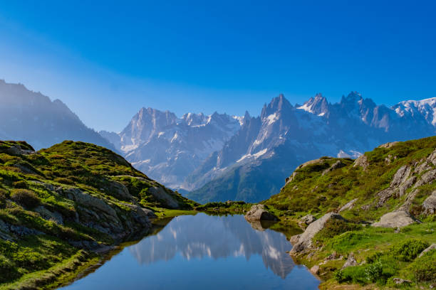istock Reflection of mountains in an alpine lake 1569612597