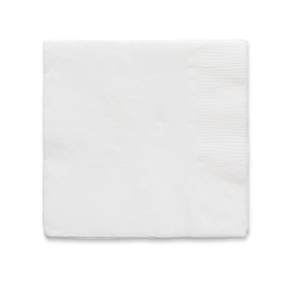 Blank papaer napkin isolated on white background with copy space
