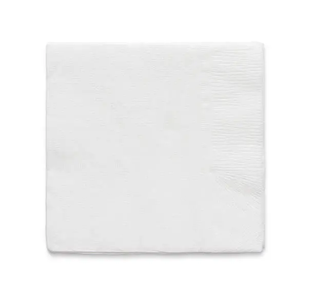 Blank papaer napkin isolated on white background with copy space