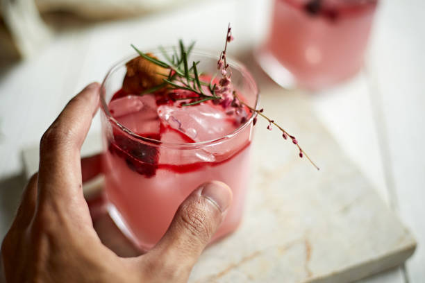 istock Refreshing cold summer drink,Pink Rose cocktail or mocktail 1569642365