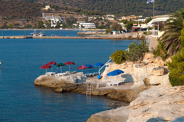 Aegina island at the mediterranean sea in Greece. Agia Marina village.