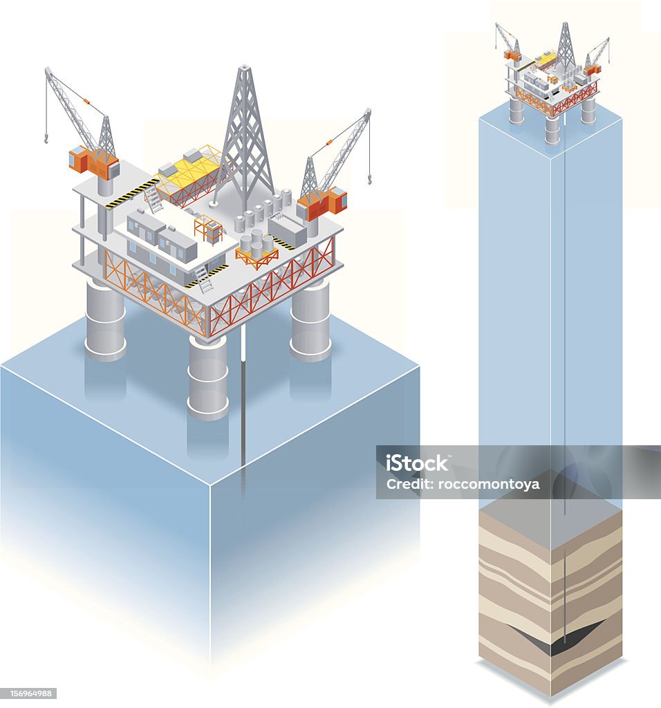 Isometric, oil drilling Plattform - Lizenzfrei Isometrische Darstellung Vektorgrafik