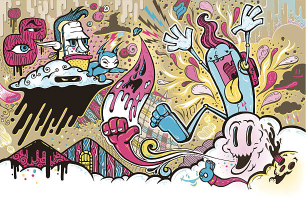 illustrations, cliparts, dessins animés et icônes de joy inarrêtable - graffiti illustrations