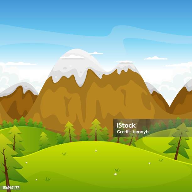 Cartoon Mountains Landscape Stock Illustration - Download Image Now -  Cartoon, Cloud - Sky, Grass - iStock