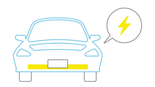 Vector illustration of Illustration showing the battery position of an electric vehicle in a wire frame