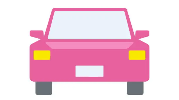 Vector illustration of A simple illustration of a car with a square silhouette drawn from the front