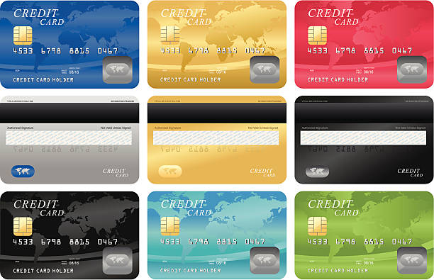 Credit card template Credit cards on white background. credit card stock illustrations