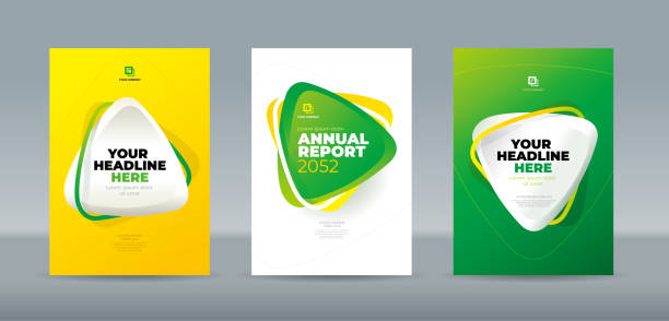 Illustration of 3d rounded triangles overlapping with yellow white green gradient background. A4 size book cover template Illustration of 3d rounded triangles overlapping with yellow white green gradient background. A4 size book cover template for annual report, magazine, booklet, proposal, portfolio, brochure, poster yellow belt stock illustrations