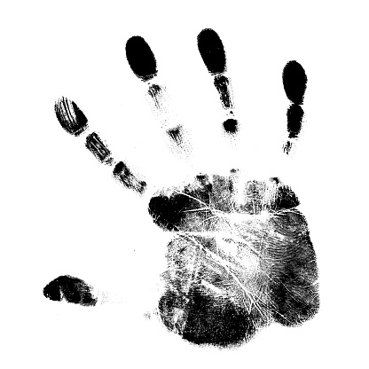 Hand print isolated on white background, identity concept