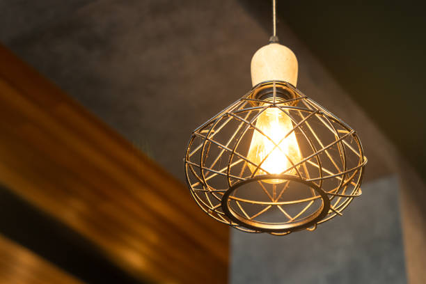 istock Luxury metal cage ceiling lighting lamp. 1569771568