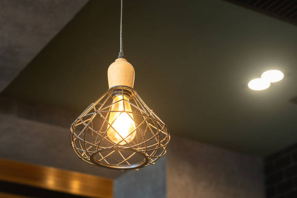 istock Luxury metal cage ceiling lighting lamp. 1569771569