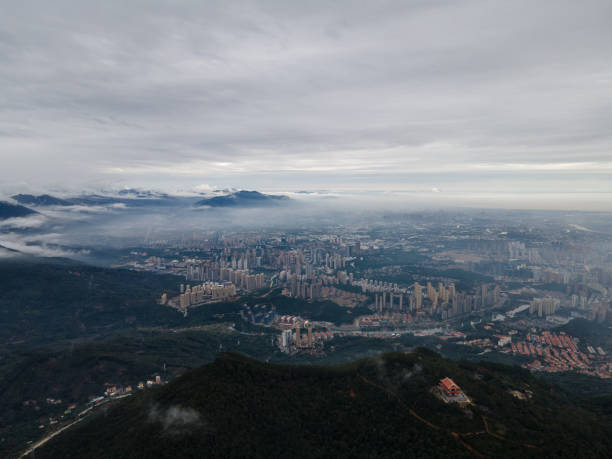 istock The urban landscape shrouded in clouds and mist 1569776059
