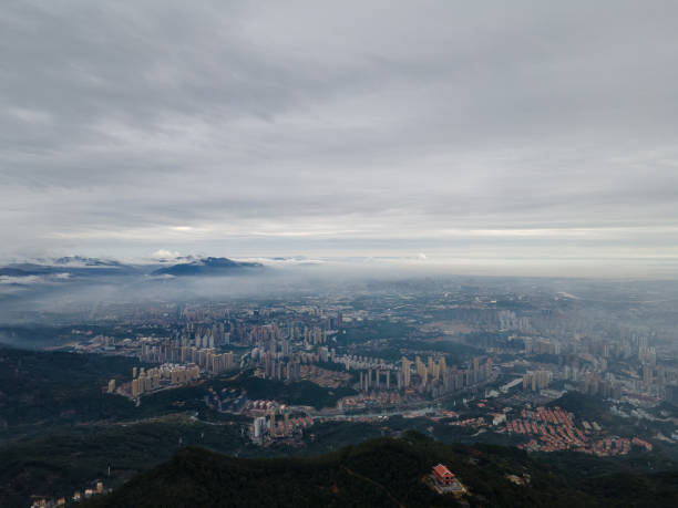 istock The urban landscape shrouded in clouds and mist 1569776569
