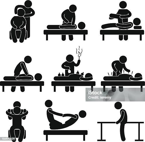 Chiropraktische Akupunktur Massage Pictogram Stock Vektor Art und mehr Bilder von Schröpfen - Schröpfen, Männer, Schwarz - Farbe