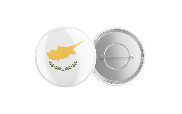 3d Render Cyprus Flag Badge Pin Mocap, Front Back Clipping Path, It can be used for concepts such as Policy, Presentation, Election.