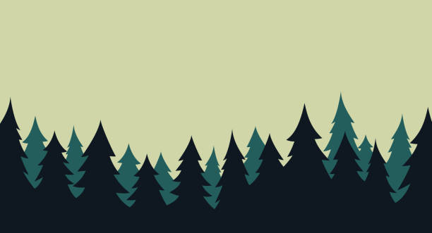 숲 상록 소나무 풍경 배경 - layered mountain tree pine stock illustrations