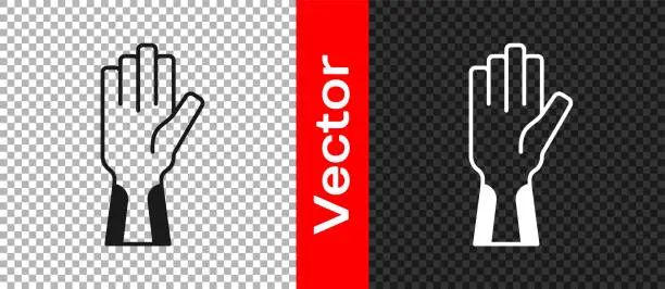 Vector illustration of Black Protective gloves icon isolated on transparent background. Vector