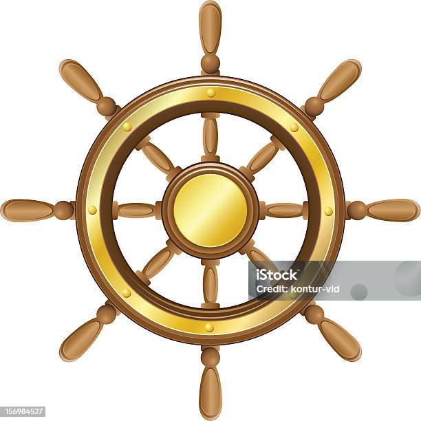 Steering Wheel For Ship Vector Illustration Isolated On White Background Stock Illustration - Download Image Now