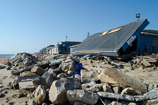 Damage at Misquamicut Beach, Rhode Island after Hurricane Sandy. November 11, 2012.