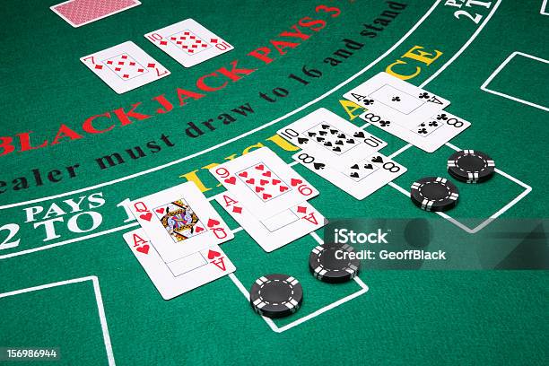 Splitting In Blackjack Stock Photo - Download Image Now - Blackjack, Playing Card, Chance