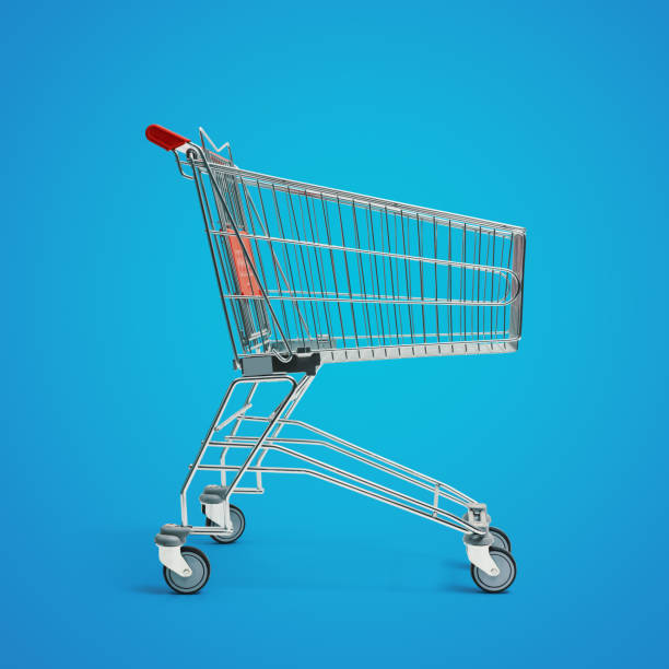 istock Empty small supermarket shopping cart 1569874285