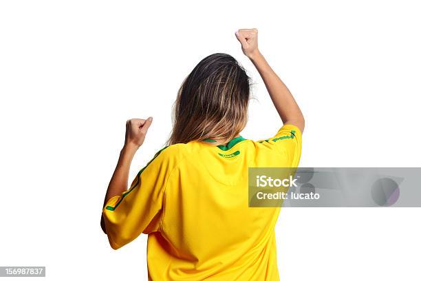 Vibrating For Brazil Soccer Team Stock Photo - Download Image Now - Rear View, Soccer, Fan - Enthusiast